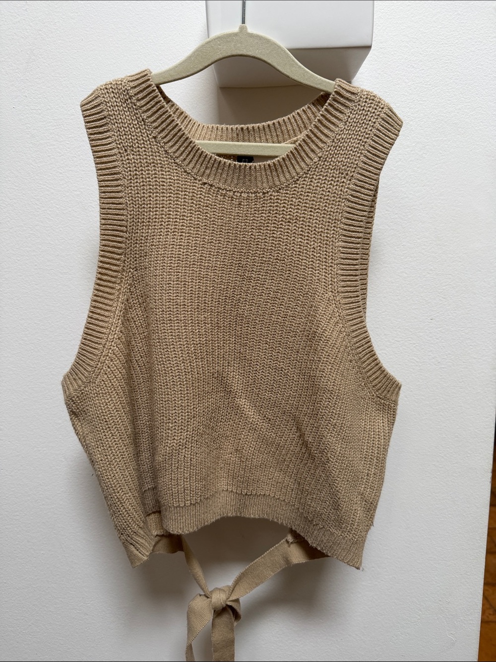 Divided Beige Knit Tie-Back Tank Top